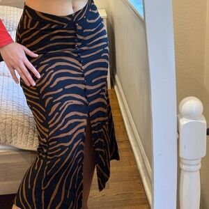 Mango brown and black zebra print skirt size US small